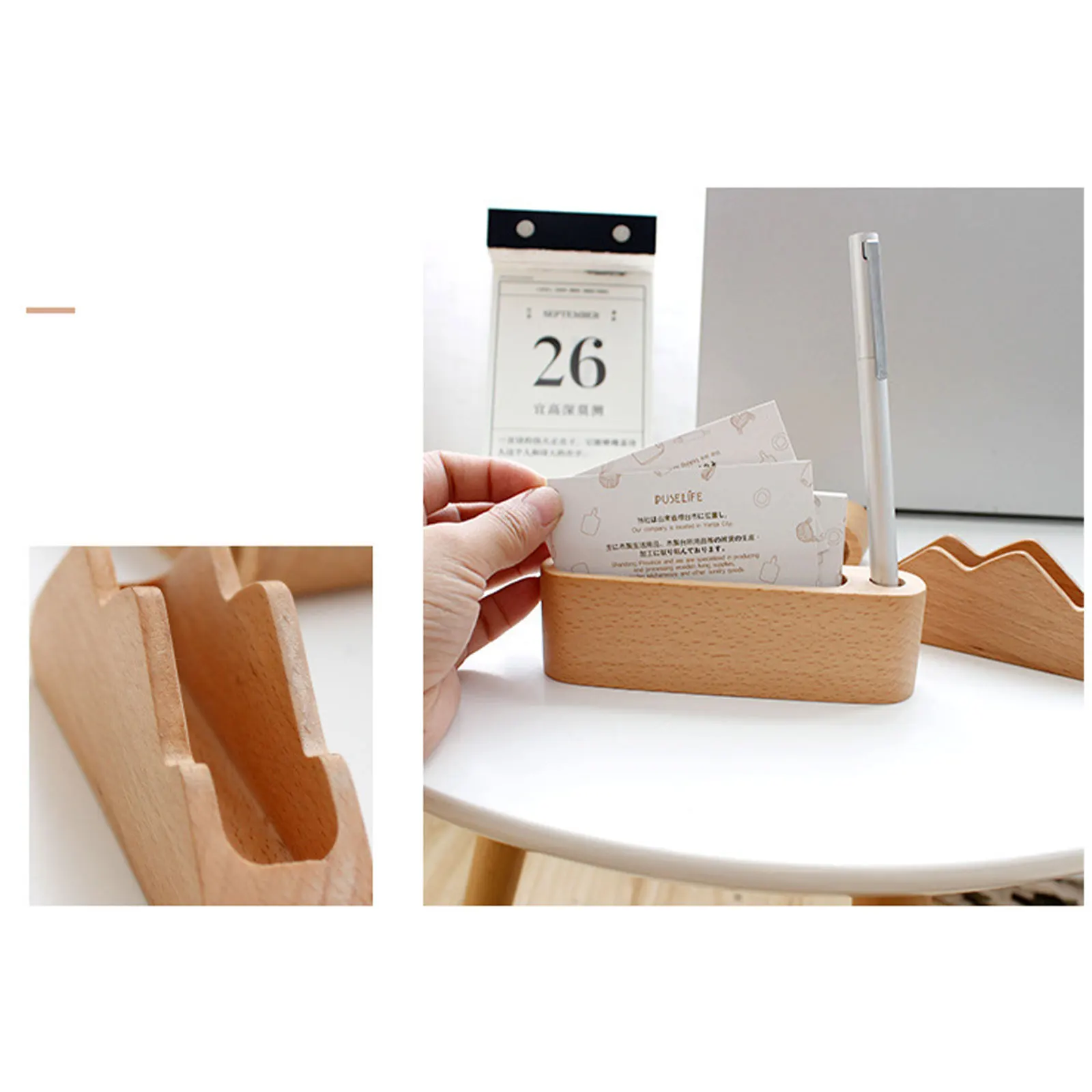 Деревянный Настольный органайзер для хранения банковских карт держатель чехол