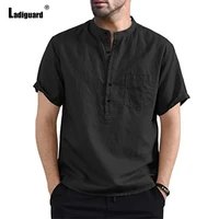 short sleeve mens blouse black white linen top leisure skinny pullovers sexy men clothing 2022 summer new casual shirt blusas