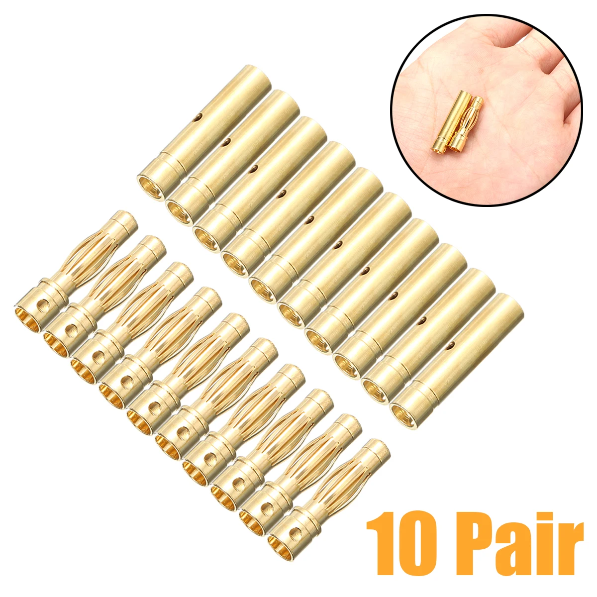 10Pair/20pcs 4mm For RC Battery Motor Bullet Banana Plug Male Female Connector Gold-plated Connectors | Электроника