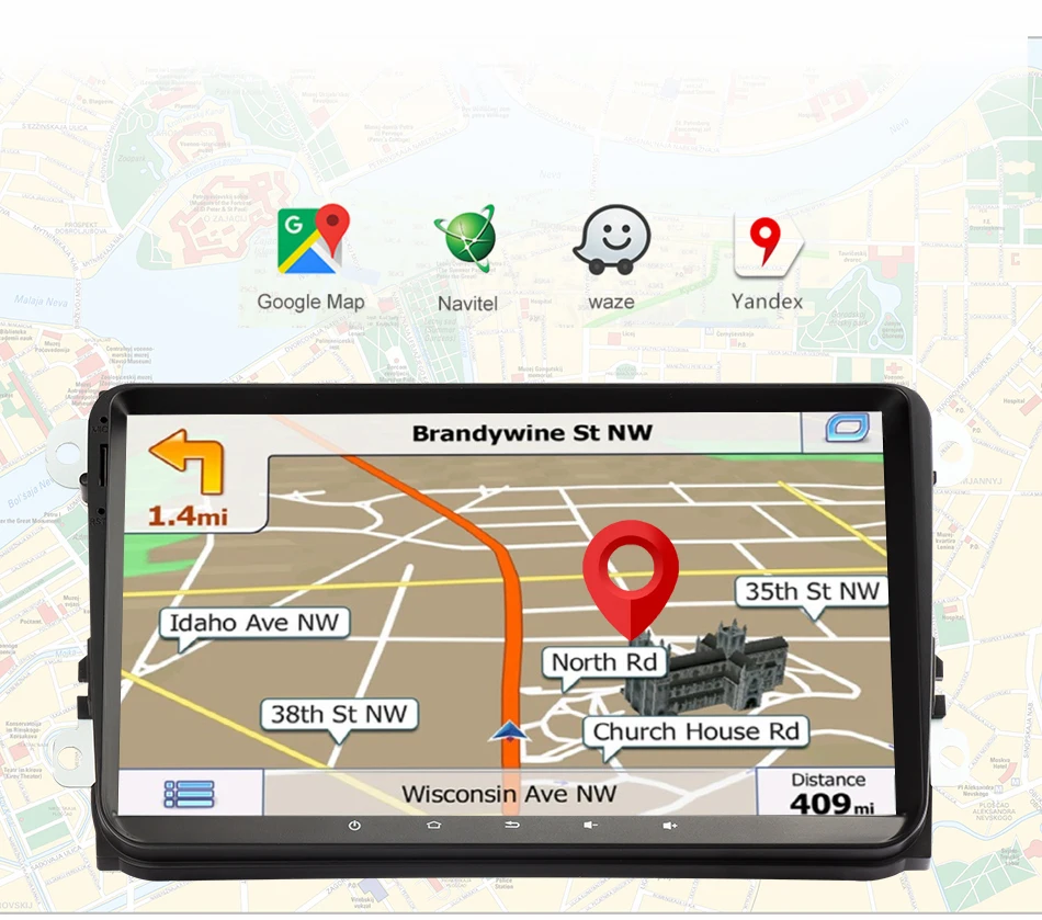 Eunavi 2 Din 9 ''Android 9 Автомагнитола для VW Polo Jetta Tiguan passat b6 cc fabia Golf Magotan gps Стерео bluetooth wifi без DVD