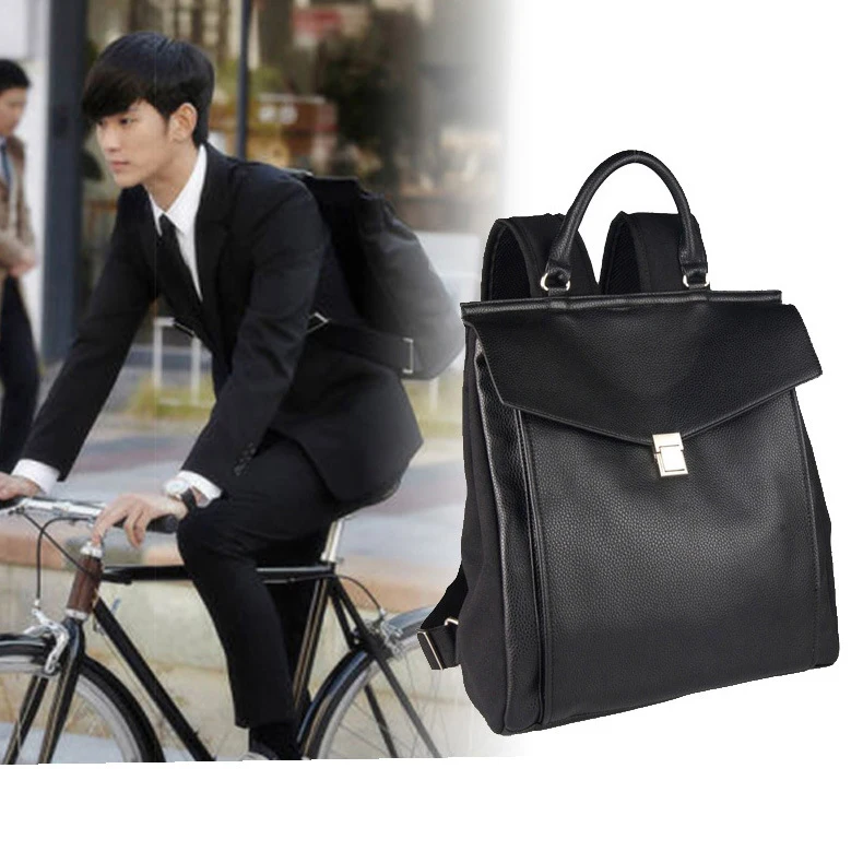 Новые модные мужские рюкзаки высокое качество кожа и холст мужской Корейский