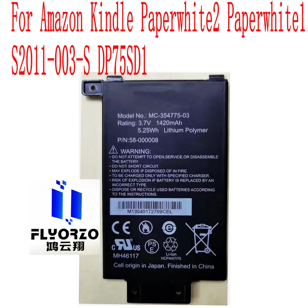 

NEW MC-354775-03 58-000008 1420mAh Battery For Kindle PaperWhite EY21 1st KPW1 Tablet Ebook Replacement Battery