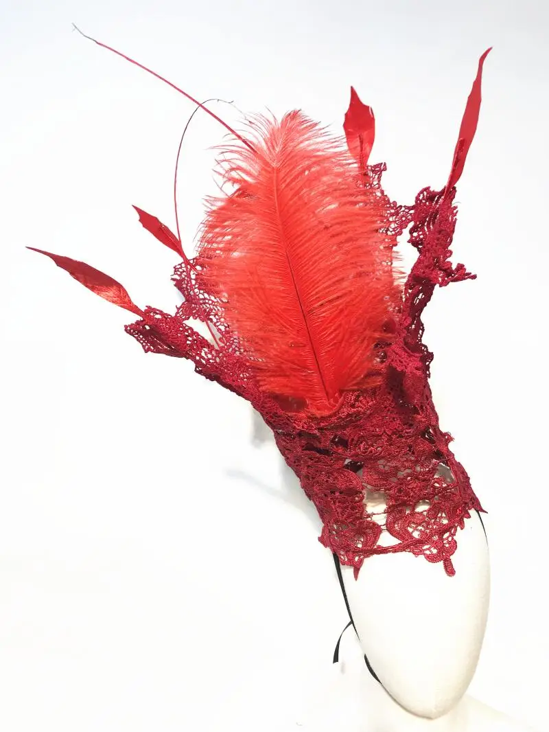 Ручной работы косплей аксессуары для волос корона кружево перо повязка на голову