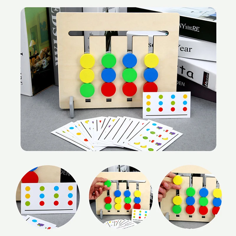 

Детские деревянные игрушки по методике Монтессори, четыре цвета и фрукты, двустороннее сопряжение с картой, Детская логическая игра