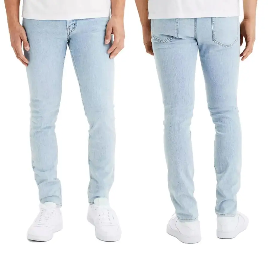 Men Light Blue Denim Jeans Fashion Skinny Stretch Casual New Autumn Winter Pants