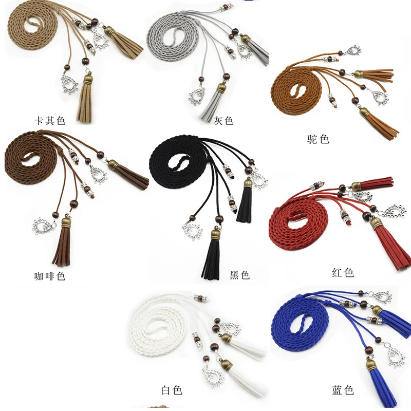 Новый дизайн женская мода тканая поясная веревка универсальное платье с