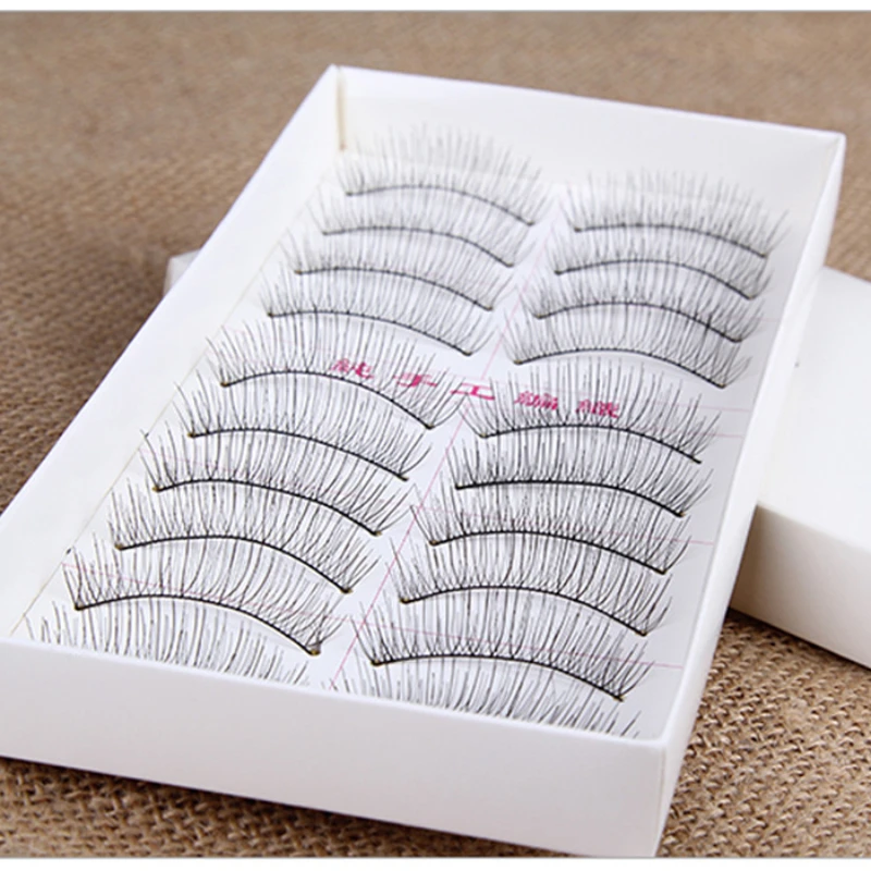 

10 Pairs of High-quality Handmade False Eyelashes Natural Artificial Fiber False Eyelashes