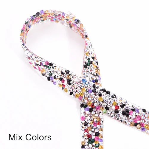 Mix Colors 1 ярд/лот ширина 3 см много цветов стразы окантовка серебряные стразы окантовка пояса стразы Обрезка DIY B3681 - Цвет: Mix Colors