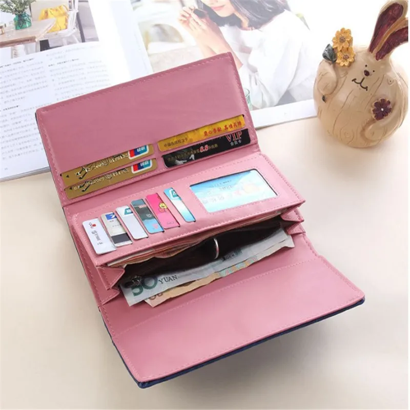 

2021 Fashion Retro Matte Stitching Leather Wallet Women Long Purse Clutch Women Casual Hasp Dollar Price Wallet Handbag Carteira