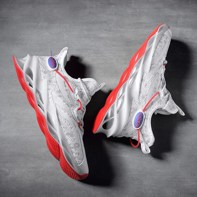 

Spring and autumn sports shoes men's blade shoes high quality non-slip shock absorption breathable flying woven running shoes