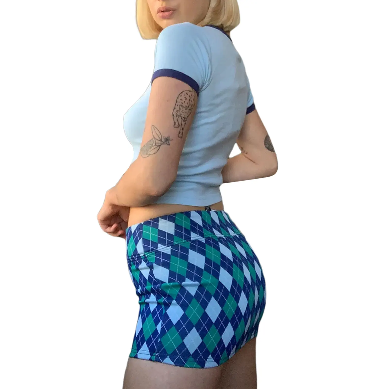 

Hirigin New Soft Women's Bodycon Mini Skirt Casual High Waist Floral Argyle Print Short Pencil Skirt Fashion Skirt For Girl