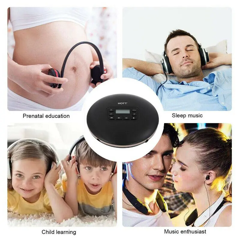 HOTT CD711T перезаряжаемый Bluetooth портативный MP3 CD плеер для дома путешествия и