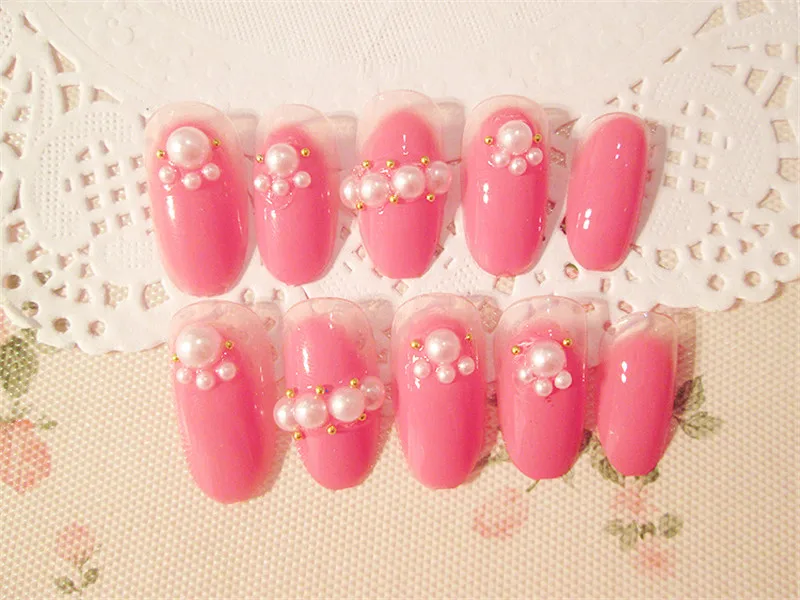 24 шт Нажмите на детей Ложные ногти советы полное покрытие розовый фиолетовый