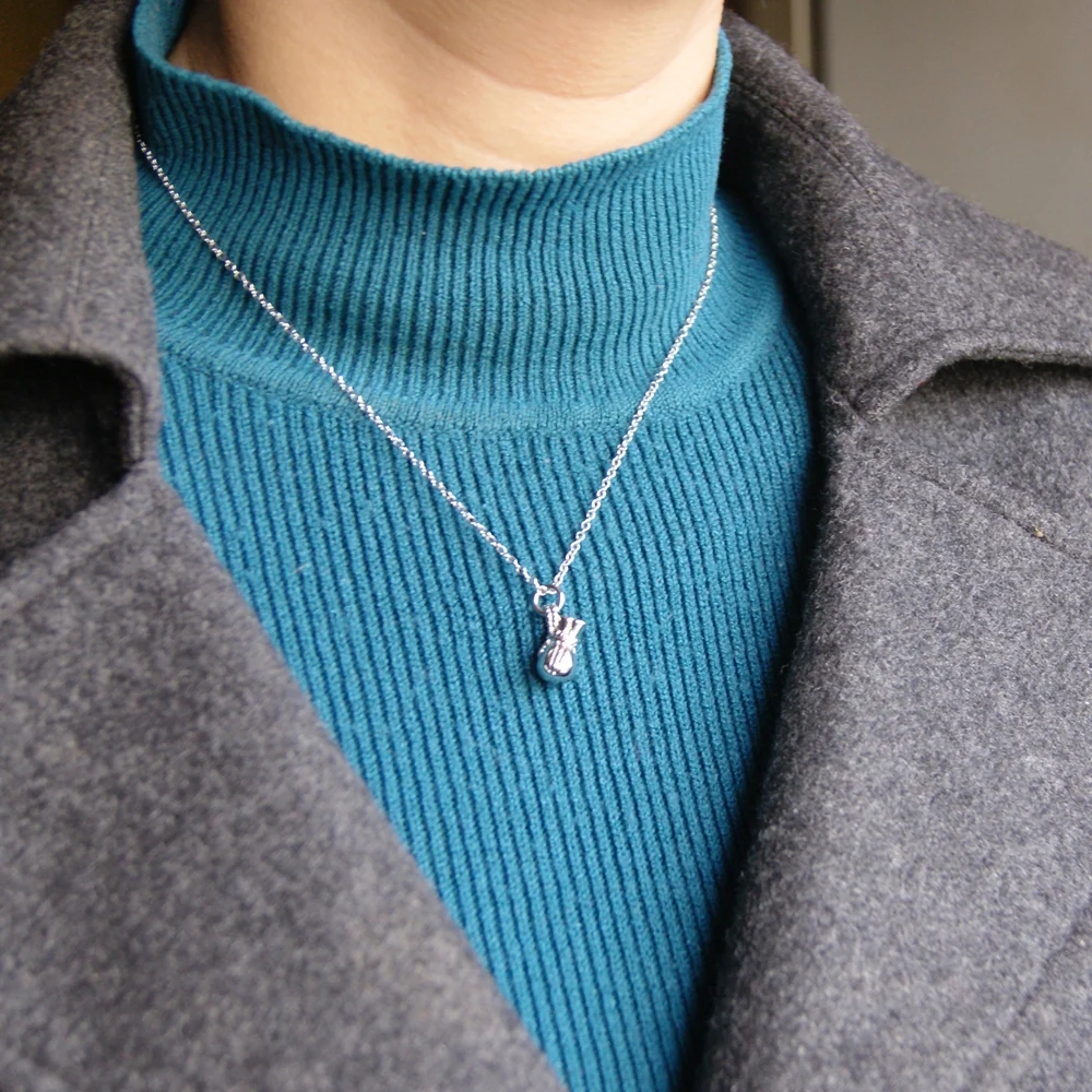 

Sterling Silver Lucky necklace female 925 silver necklace Korean fashion Small purse pendant necklace.Delicate small jewelry
