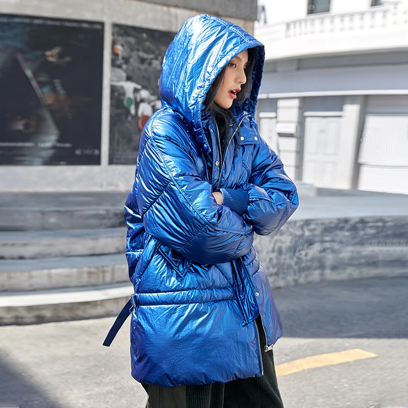 Zqlz 2019 зимний пуховик с капюшоном женский плюс размер свободная повседневная