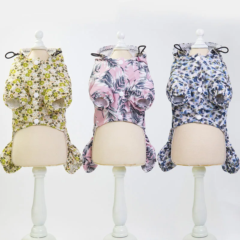 Дождевик для домашних питомцев с принтом комбинезон маленьких и средних собак 4