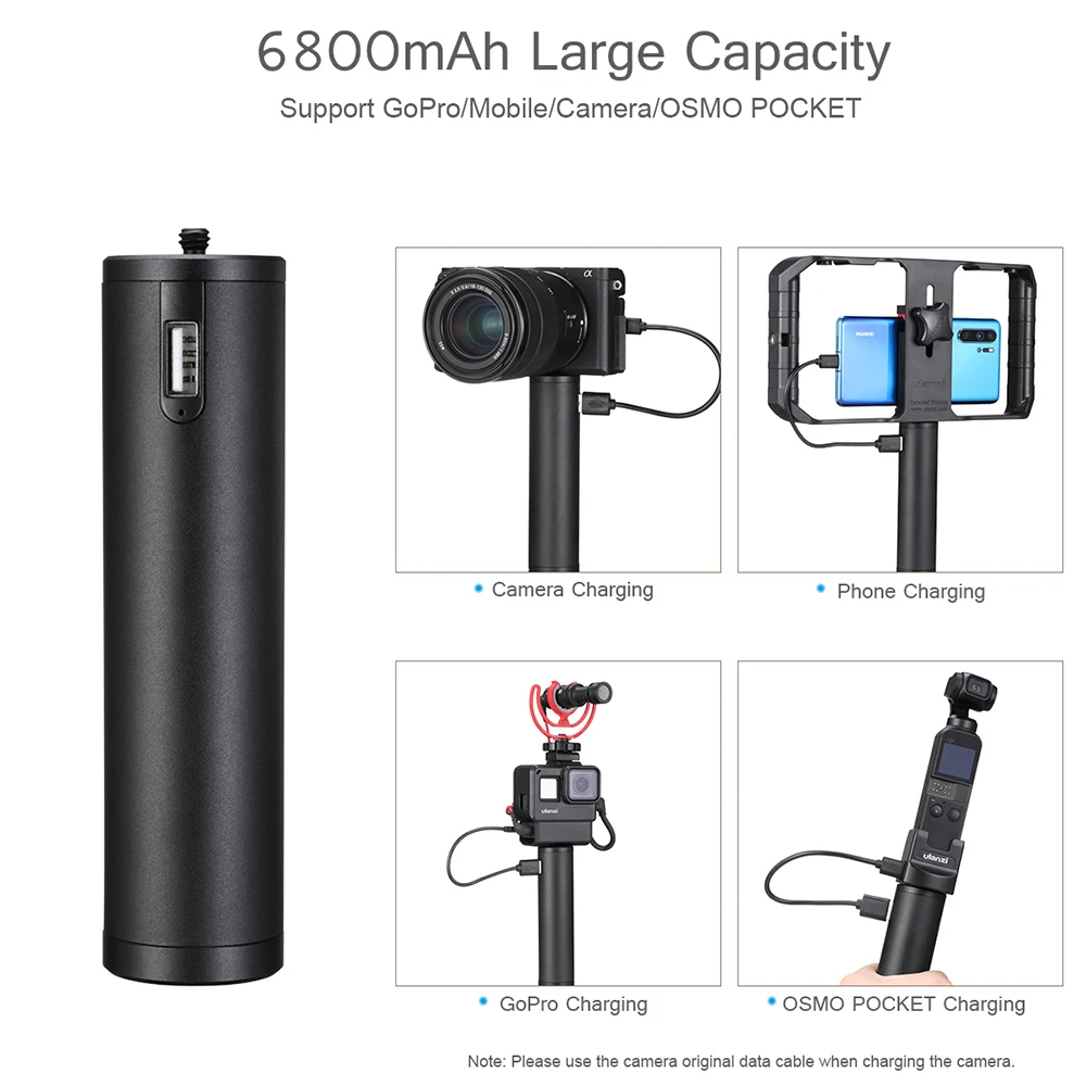 ULANZI BG 2 Power Hand Grip алюминиевая Батарейная ручка 6800mAh для GoPro 6 7 8 9 экшн камеры