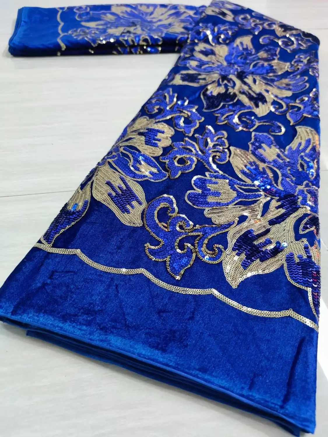 

big flowers sequins velvet lace fabric 5yards velvet lace fabric with sequins for clothes sewing YAY10251