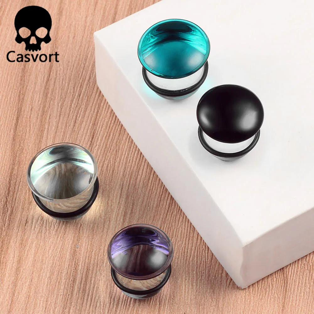 Casvort, 2 шт., новинка, резина, стекло, для ушей, для тела, ювелирные изделия, расширители для пирсинга, туннели, пробки, стрелы, ушные датчики, подарок для женщин и мужчин