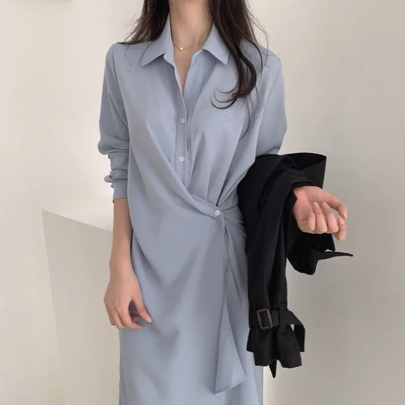 

Summer 2021 New Arrival Design Korean Dress Women Elegant Solid Party Midi Dress Female OL Slim Fit Chiffon Women Zaraing