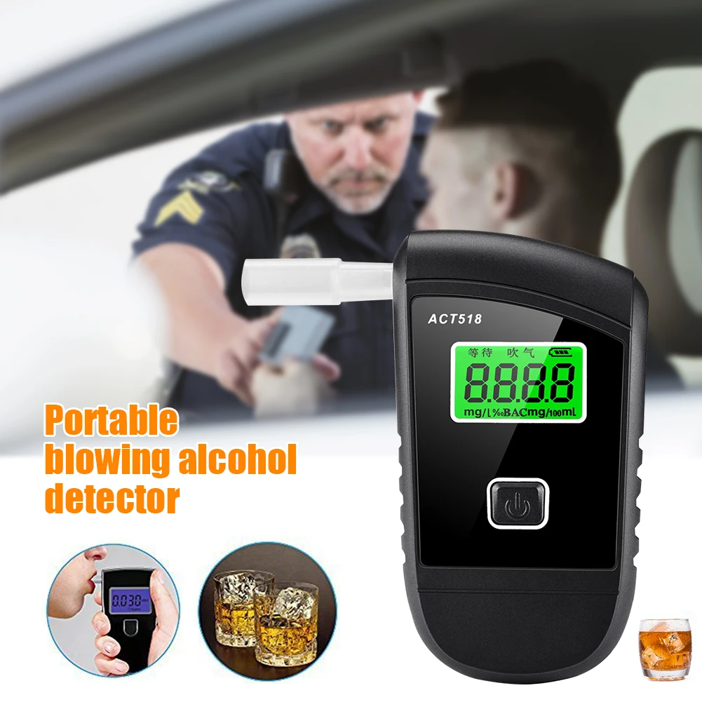 

With 5 Mouthpieces LCD Dispaly High Accuracy Battery Powerd Digital Breathalyzer Police Semiconductor Backlight Alcohol Tester