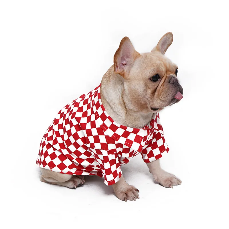 Одежда для домашних животных рубашка Красная белая клетчатая Толстовка собак