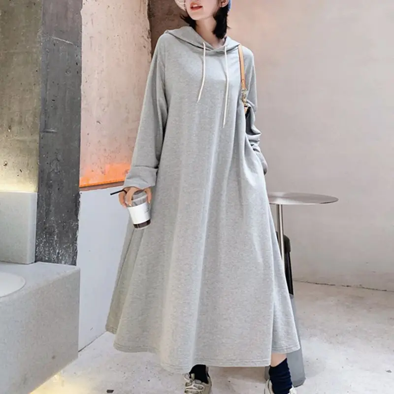 Женское платье толстовка с капюшоном осенне зимний свитер длинным рукавом