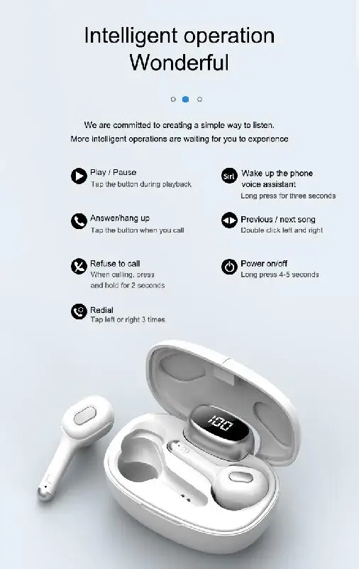 Erilles Bluetooth Earphone Earbuds Wireless Stereo Sound Earphones Sports Translator Headset Noise Reduction with Charging Box