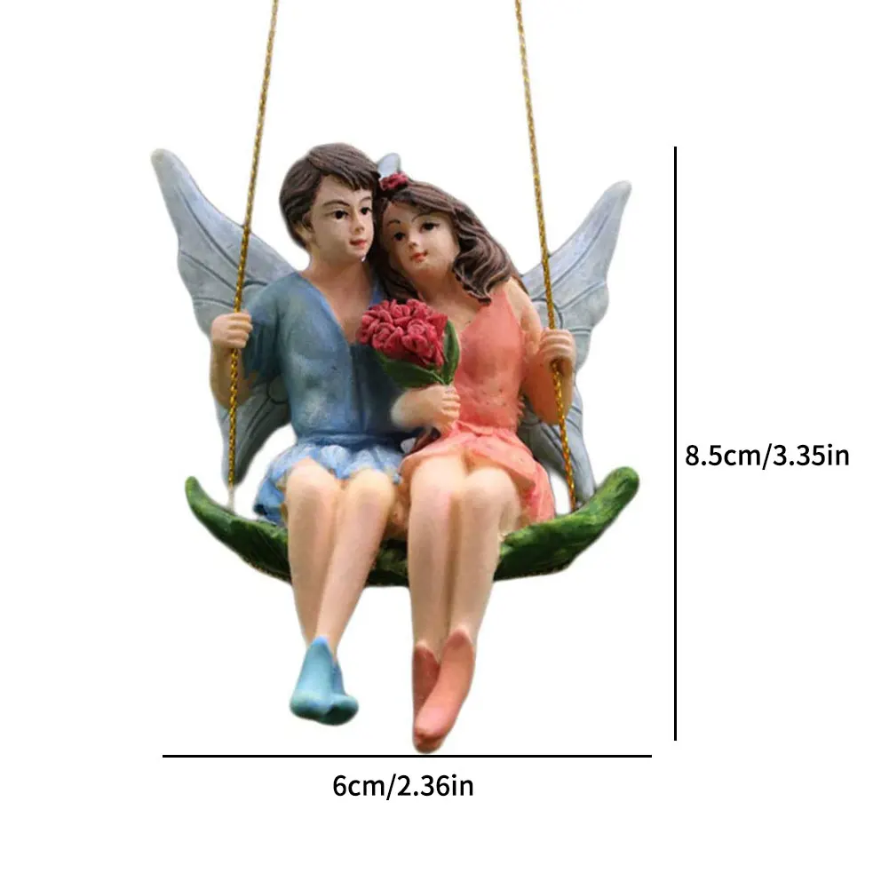 

Miniature Fairy Couple Swing Mini Resin Fairy Figurines Elf Figure Angels Statues Fairy Garden Miniatures Supplies Ornaments