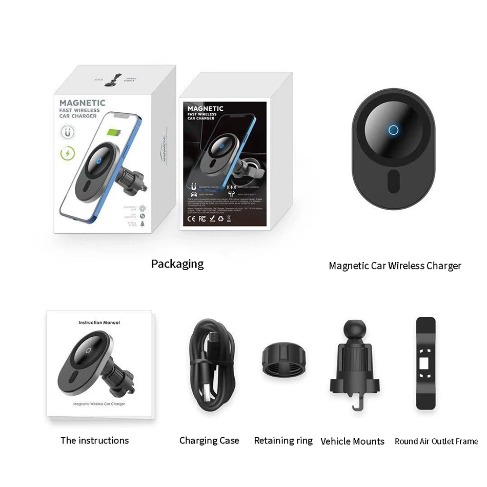 

15W Fast Wireless Car Charger For iPhone 12 Pro Max Mini Magnetic Car Phone Stand Holder Air Vent Mount Bracket Fast Charger