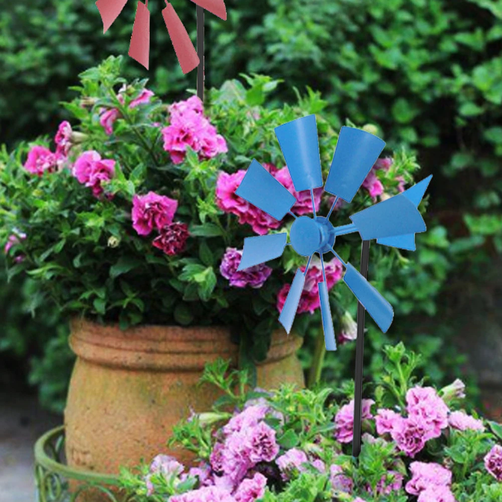 

Iron Rotating Garden Pinwheel Plug-in Decor Multi-color Windmill Gardening Courtyard Villa Outdoor Spinner Decoration Toys