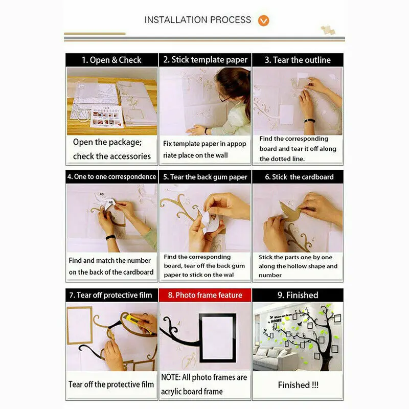 

Family Love Rose Wall Decals 3D DIY Photo Frame Wall Stickers Mural Home Decor