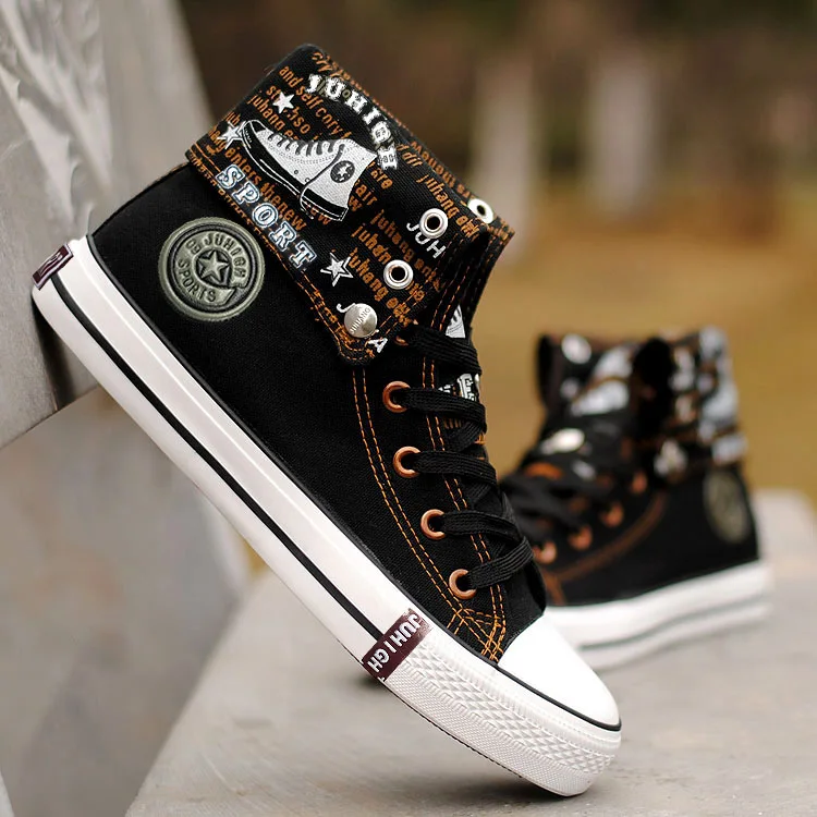 

Men's High-top Canvas Shoes Korean Fashion Shoes Casual Shoes Board Shoes Rubber Soles Vulcanized Shoes Men high top sneakers