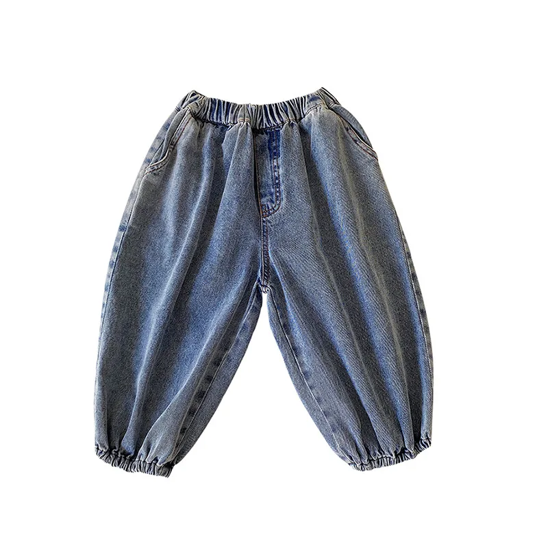

Girls Fashionable Lantern Jeans 2021 New Spring and Autumn Children Korean Casual Loose Fitting Straight Pants