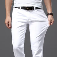 for four seasons comfortable white denim men jeans fashion casual classic style slim trousers male brand advanced stretch pants