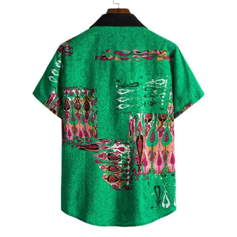 

Men Short Sleeve Lapel Down Shirt Blouse Casual Loose Beach Holiday T-shirt Top