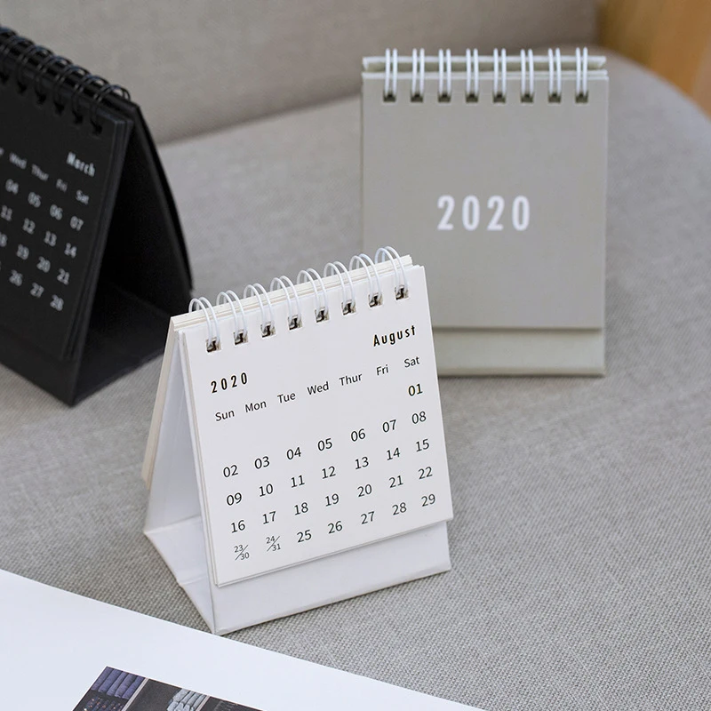 Ins style 2020 Fresh fold Mini простой Настольный бумажный календарь двойной ежедневный