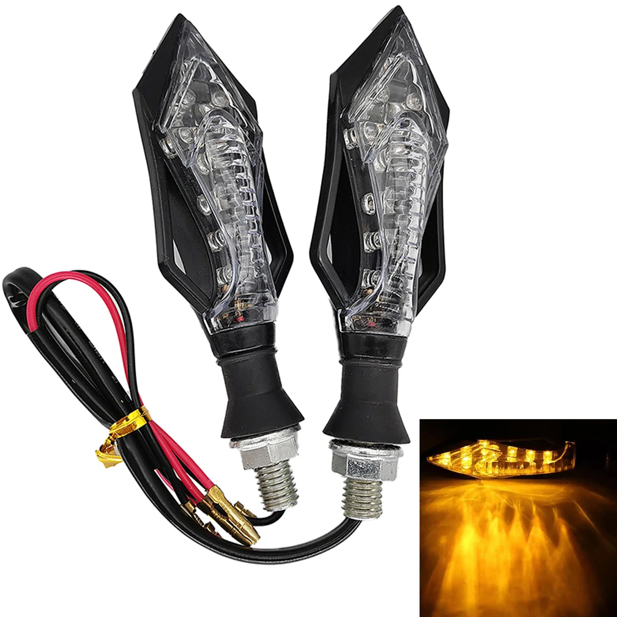 

2PCS LED Motorcycle Turn Signals Light Tail Flasher Blinker IP68 Bendable Universal Motor lamp Flashing Lights