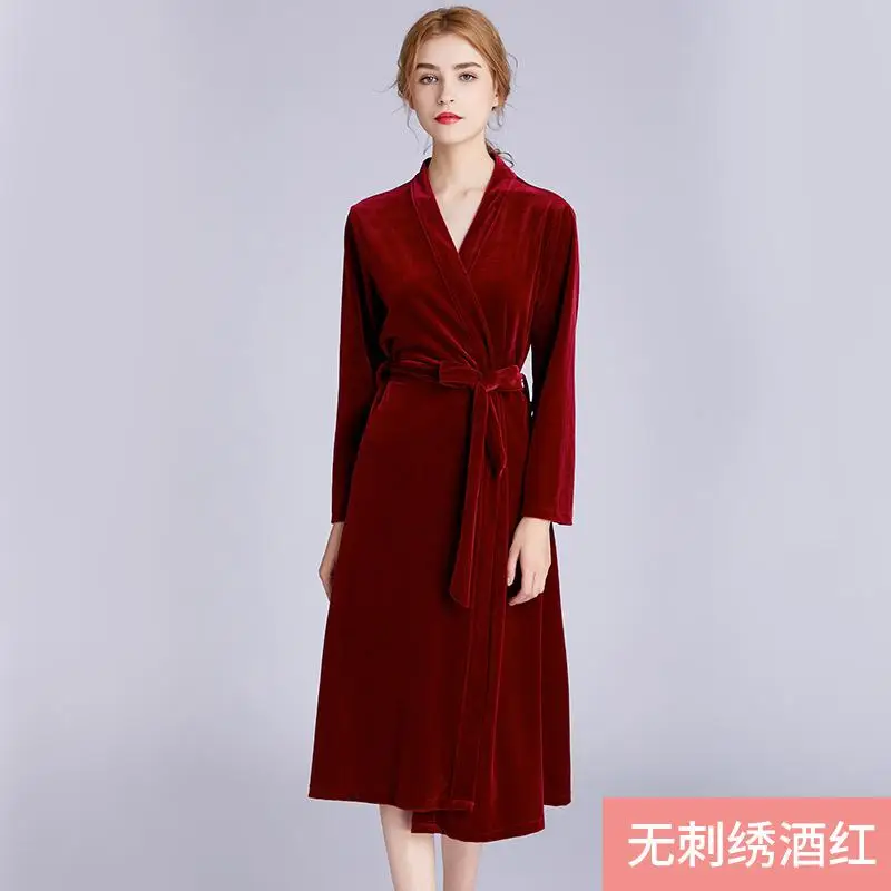 Bridesmaid4 Розовый сексуальный халат для невесты, вельветовое кимоно, халат, платье, ночная рубашка для леди, вышивка, осенняя Домашняя одежда, M L XL - Цвет: Bridesmaid4