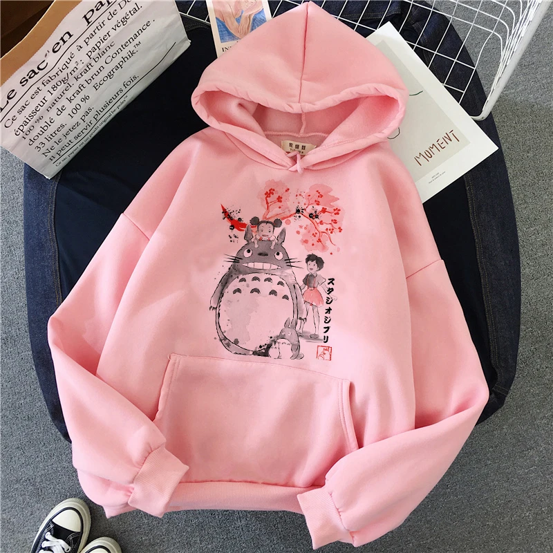 Totoro Studio Ghibli Kawaii толстовки Harajuku Забавный аниме для женщин мультфильм толстовка Ullzang 90s мода толстовка Графический Женский милый - Цвет: 19