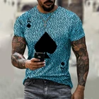 Мужская футболка с коротким рукавом и 3D принтом, спортивная одежда с принтом игральных карт, дышащая и быстросохнущая, новая тенденция летнего сезона