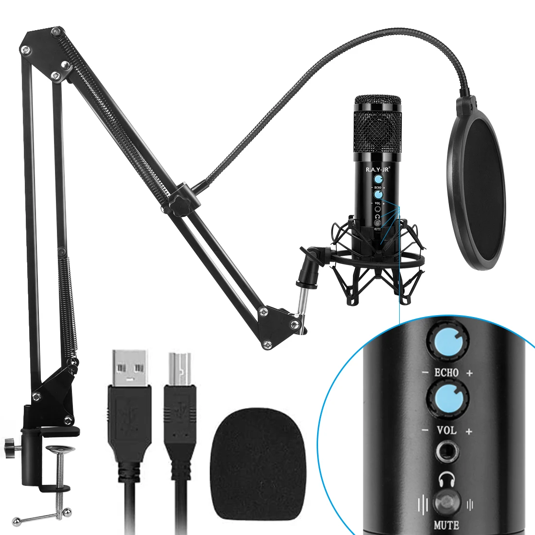 

BM858 USB Computer Microphone Studio Professional Condenser Microphone For PC Karaoke Live Recording Microphone With Tripod