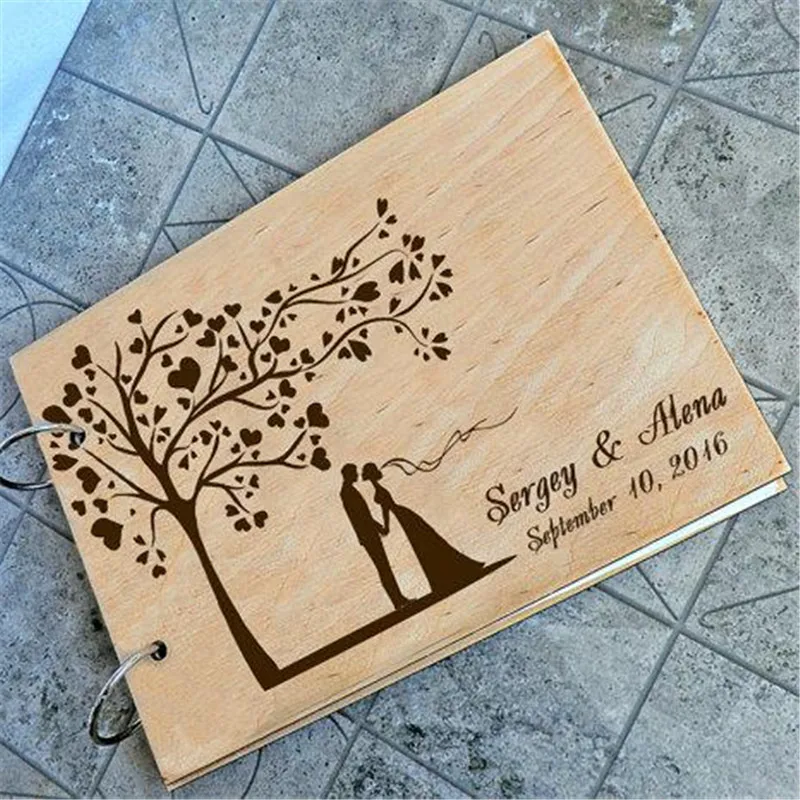 

Фотоальбом Personaliz A5 A4, гостевая книга для свадьбы, любовь, сердце, дерево, деревянный фотоальбом, заказной деревенский альтернативный альбом ...