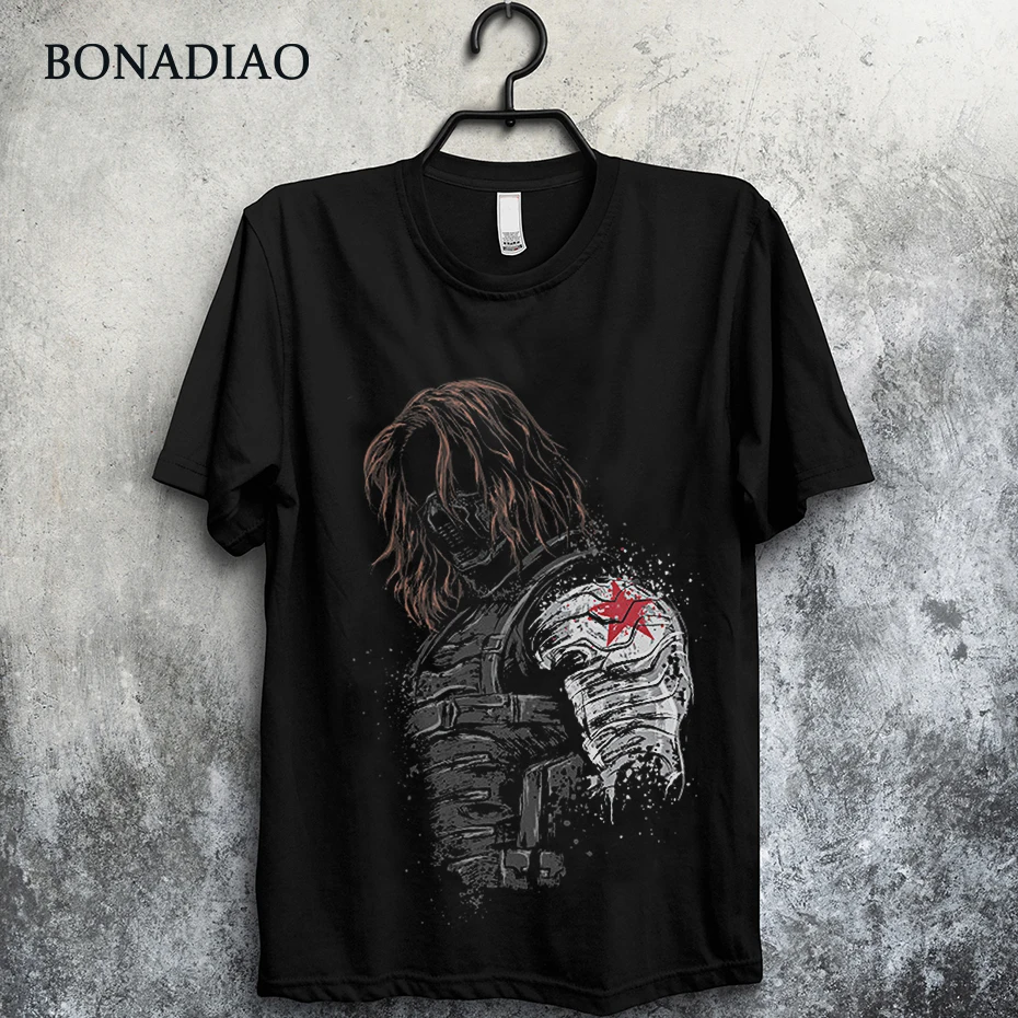 Зимний Солдат Bucky Barnes футболка унисекс мягкий хлопок Homme футболка популярная уличная одежда S-6XL размера плюс футболка
