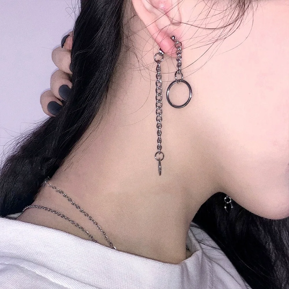 

Korean Earings Fashion Jewelry 2021 Trend Personality Long Chain Circle Tassel Earrings For Women Grunge Jewelry Wholesale