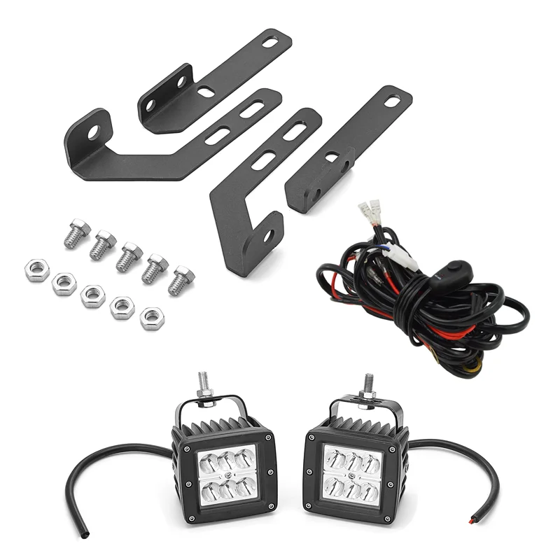 24W Spot Beam Hood Ditch LED Fog Light Pods Mount Bracket Wire Stainless Steel Black For 2000-2006 Toyota Tundra