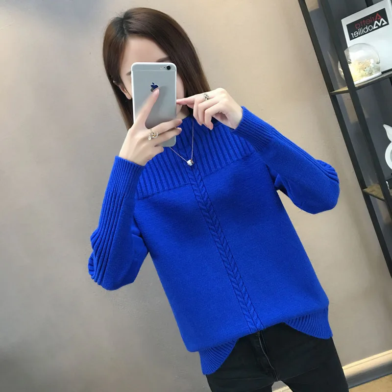 Вязаный женский зимний свитер с воротником средней высоты новинка 2022 корейский