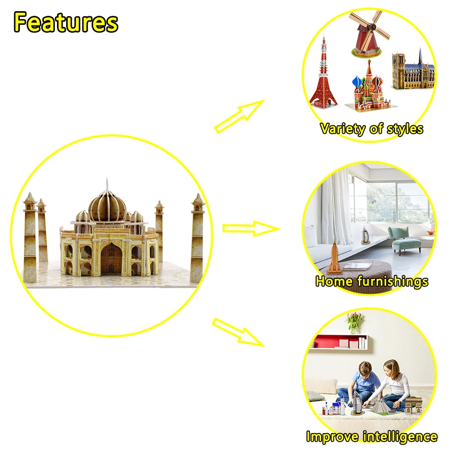 Индийский Тадж Махал 3D пазл сборка своими руками строительная модель игрушки для