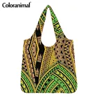 Coloranimal брендовая дизайнерская обувь для мужчин и женщин; Сумка-тоут сумки для покупок Бакалея сумка полинезийская традиционный с этническим принтом женская сумка-шоппер Эко сумки