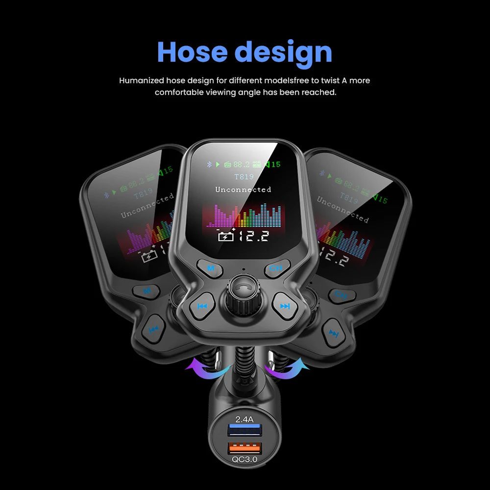 AOSHIKE Bluetooth 5 0 автомобильный комплект гарнитура FM передатчик AUX аудио приемник 1 8